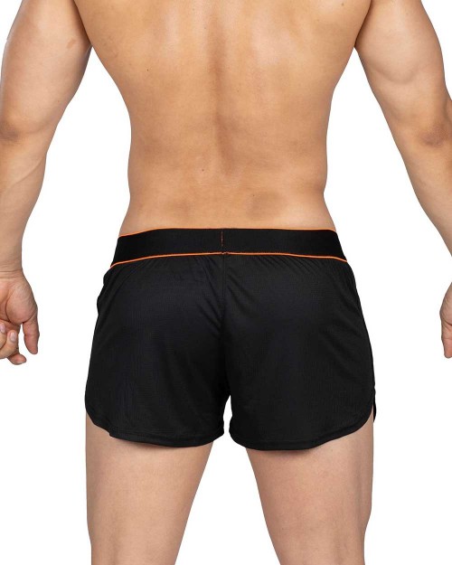 Running Shorts With Inner Pocket - Black Orange [4355]