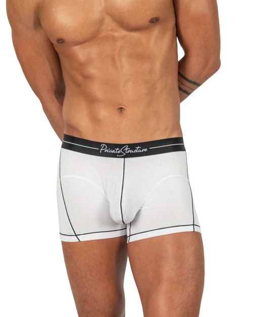 Private Structure - Tencel - Mid Waist Boxer Brief - Black Mix Cotton White - [4381]