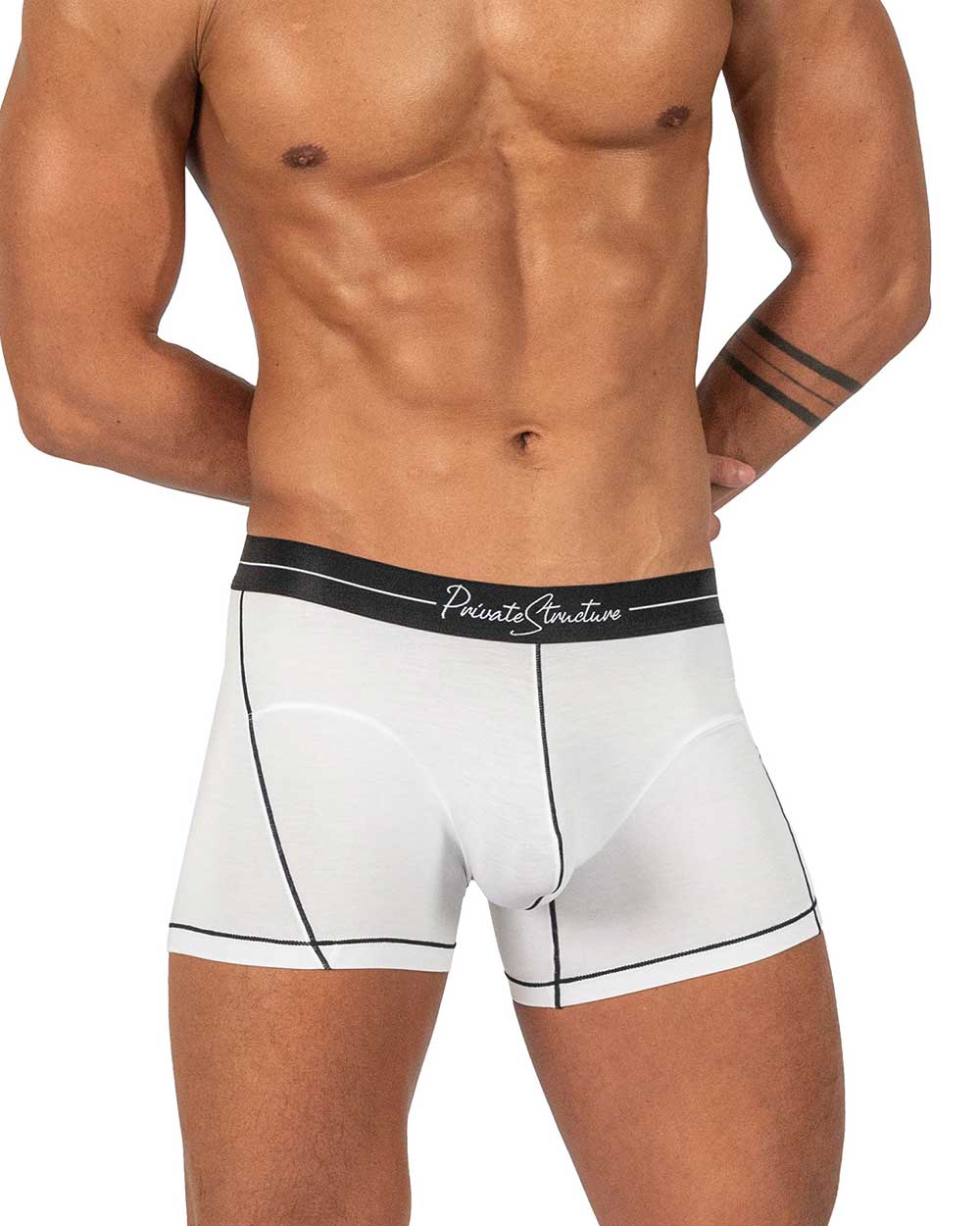 Private Structure - Tencel - Mid Waist Boxer Brief - Black Mix Cotton White - [4381]