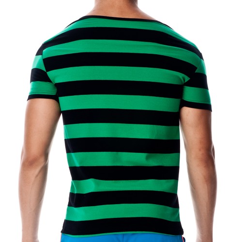Line Style Fitted Crew Neck Tee - Green [1830]