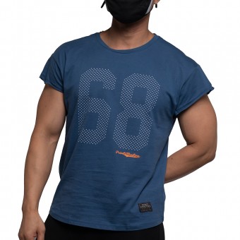Cropped Sleeve Casual Tee - Ash Navy [1833]
