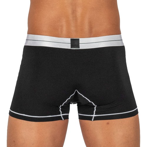 Tencel Mid Waist Boxer Brief - White Mix Velvet Black [4381]