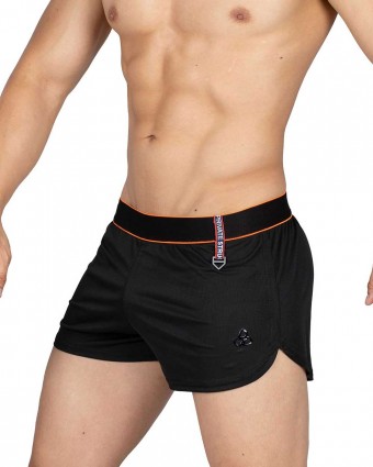 Running Shorts With Inner Pocket - Black Orange [4355]