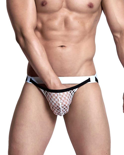 Desire Glaze Mesh Jockstrap - White [4276]