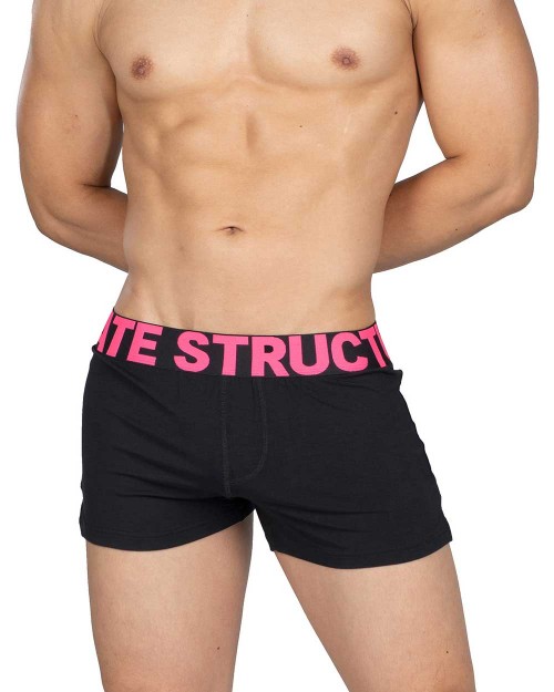 Modality Lounge Shorts With Inner Bulge - Black Magenta [4183]