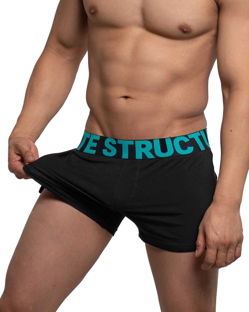 Modality Lounge Shorts With Inner Bulge - Black/Turquoise [4183]