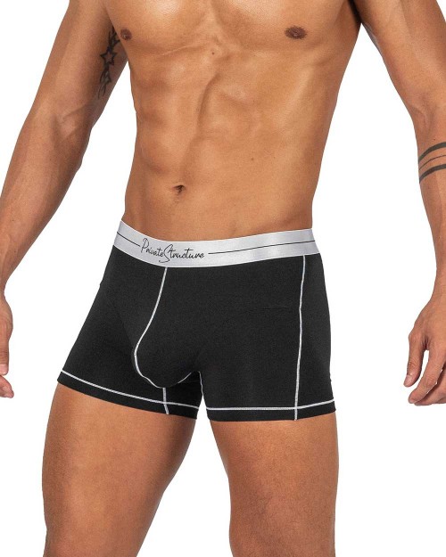 Tencel Mid Waist Boxer Brief - White Mix Velvet Black [4381]