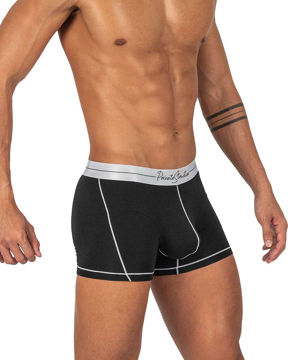 Tencel Mid Waist Boxer Brief - White Mix Velvet Black [4381]